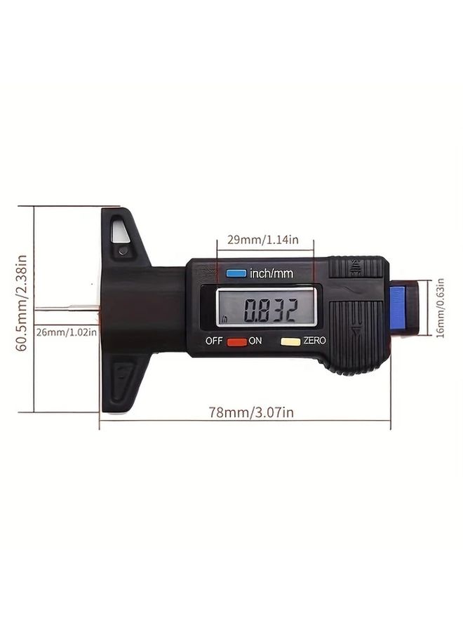 2PCS LCD Digital Tire Tread Depth Gauge Measuring Tool With Millimeter Inch Conversion For Car Truck Moto - Image 3