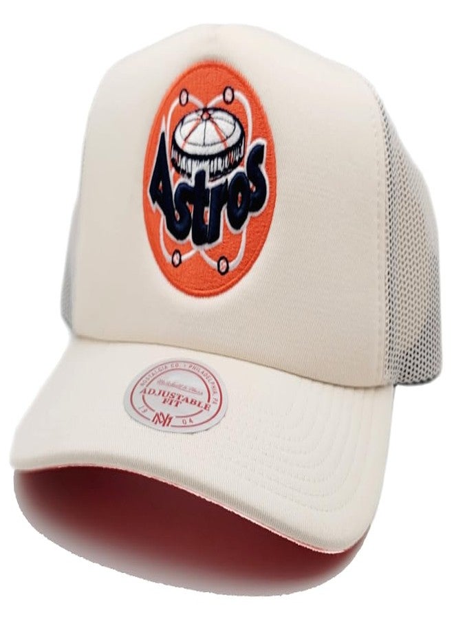 Mitchell & Ness Houston Astros Cooperstown MLB Evergreen Trucker Snapback Hat Cap - Off White - Image 2