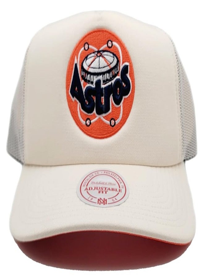 Mitchell & Ness Houston Astros Cooperstown MLB Evergreen Trucker Snapback Hat Cap - Off White - Image 3