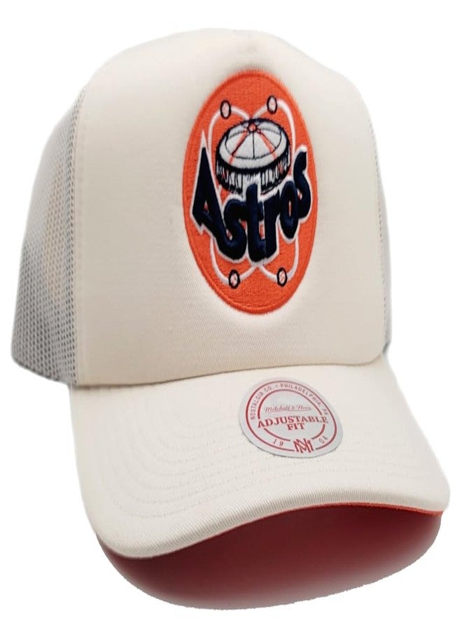 Mitchell & Ness Houston Astros Cooperstown MLB Evergreen Trucker Snapback Hat Cap - Off White - Image 4