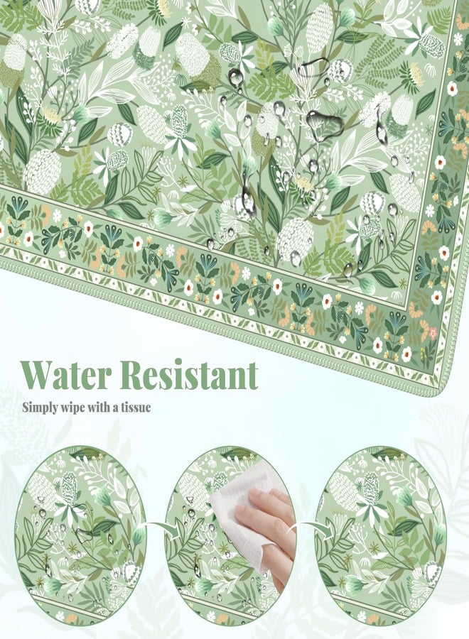 Anyshock Large Mouse Pad for Desktop, Cute Desk Mat Pad Protector for Work, Aesthetic Pretty Anti-Slip Keyboard Cover for Office School Home Supplies, Green Floral, 35.4" x 15.7" - Image 5