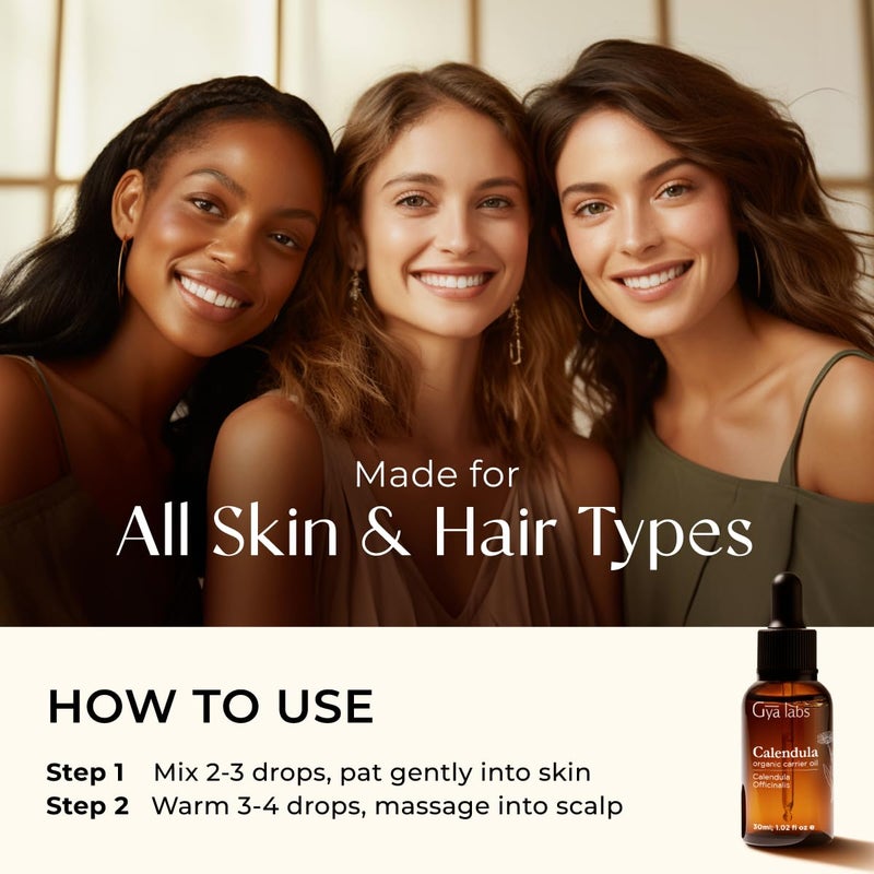 Gya Labs Calendula Carrier Oil - 1 Fl Oz - for Hair, Skin, Face, Scalp & Body Massage - Image 4