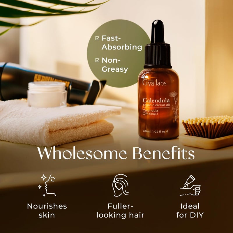 Gya Labs Calendula Carrier Oil - 1 Fl Oz - for Hair, Skin, Face, Scalp & Body Massage - Image 5