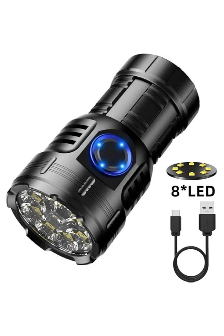 BlueFire Mini LED Flashlight USB-C Rechargeable – 8 LED High-Power 3050 Lumen Torch, 8 Lighting Modes (Low/Medium/Strong/SOS/Red Light), IPX5 Waterproof, Tail Magnet & Clip, 2500mAh Battery – Perfect for Outdoor, Hiking, EDC, Camping, Car Repair & Emergency - Image 1