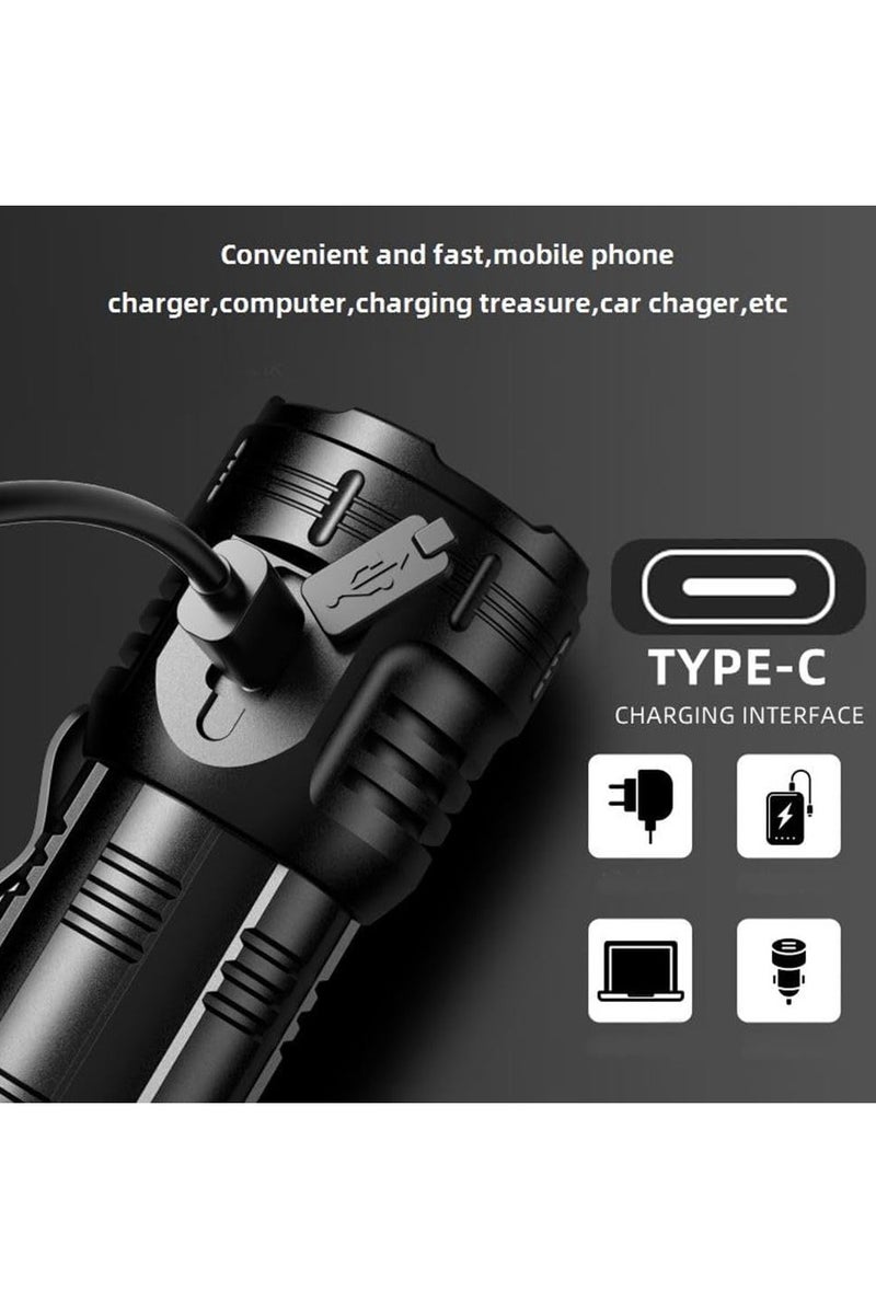 BlueFire Mini LED Flashlight USB-C Rechargeable – 8 LED High-Power 3050 Lumen Torch, 8 Lighting Modes (Low/Medium/Strong/SOS/Red Light), IPX5 Waterproof, Tail Magnet & Clip, 2500mAh Battery – Perfect for Outdoor, Hiking, EDC, Camping, Car Repair & Emergency - Image 4