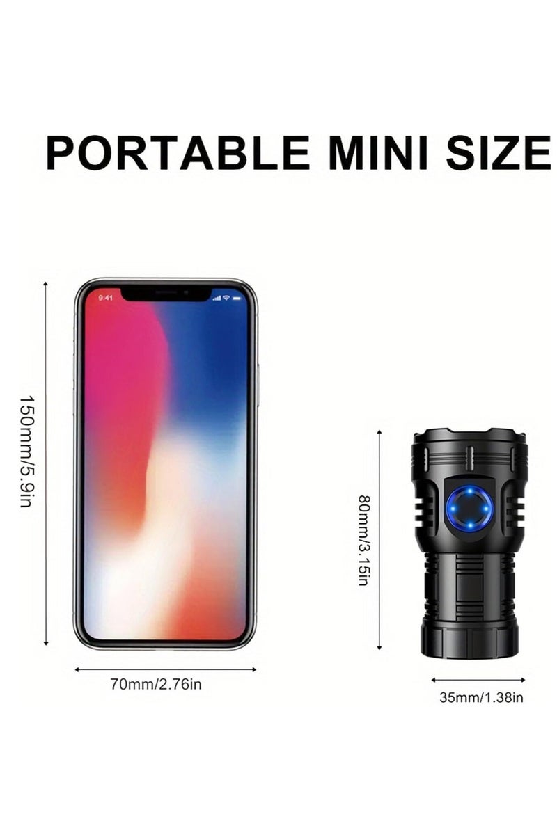 BlueFire Mini LED Flashlight USB-C Rechargeable – 8 LED High-Power 3050 Lumen Torch, 8 Lighting Modes (Low/Medium/Strong/SOS/Red Light), IPX5 Waterproof, Tail Magnet & Clip, 2500mAh Battery – Perfect for Outdoor, Hiking, EDC, Camping, Car Repair & Emergency - Image 5