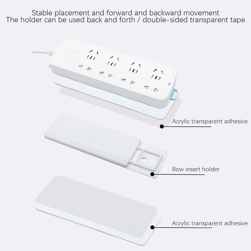 HomeAra HomeAra Self Adhesive Power Strip HolderWall Mounted PunchFree Plugin Board Router Fixed Double Sided Sticker Without Plugin Holder Surge Protector Fixator Organizer Cord Management Pack of2  - Image 3