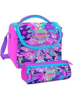 CORAL HIGH Graffiti Patterned Girl Thermal Insulated Lunch Bag and Pencil Case Set  - Image 1
