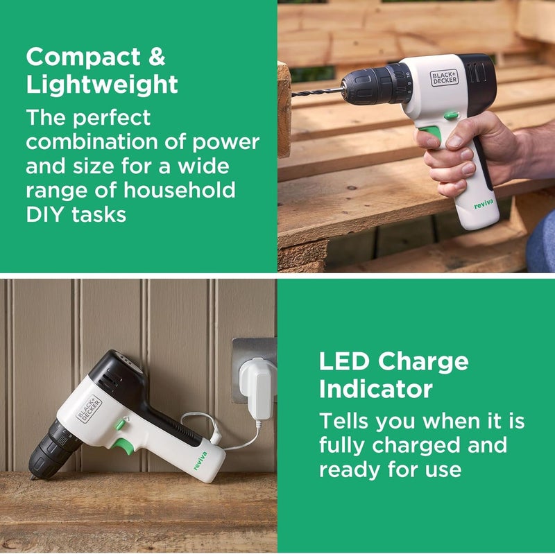 بلاك اند ديكر طقم مثقاب ريفايفا ١٢ فولت مع ٨٠ قطعة ملحقات، صندوق أدوات صديق للبيئة للتخزين ١٢.٥ بوصة، Revdd12Astb-Gb - Image 4