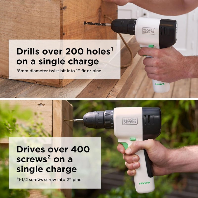 بلاك اند ديكر طقم مثقاب ريفايفا ١٢ فولت مع ٨٠ قطعة ملحقات، صندوق أدوات صديق للبيئة للتخزين ١٢.٥ بوصة، Revdd12Astb-Gb - Image 5