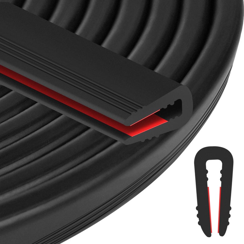 ToLanbbt Rubber Edge Trim U Channel 18 Self Adhesive Sheet Metal Edge Guard Protector EPDM Seal Strip for Car Doors Steel Plates Glass Hatches Table Corners Fit 1832mm 20Ft Black - Image 2