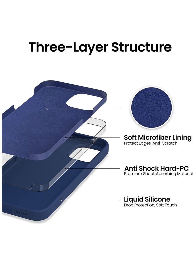 Delivus iPhone 14 Case Silicone Cover Soft Liquid Gel Rubber Cover Anti-Scratch Anti-Fingerprint Anti-Drop (Navy Blue) - Image 5