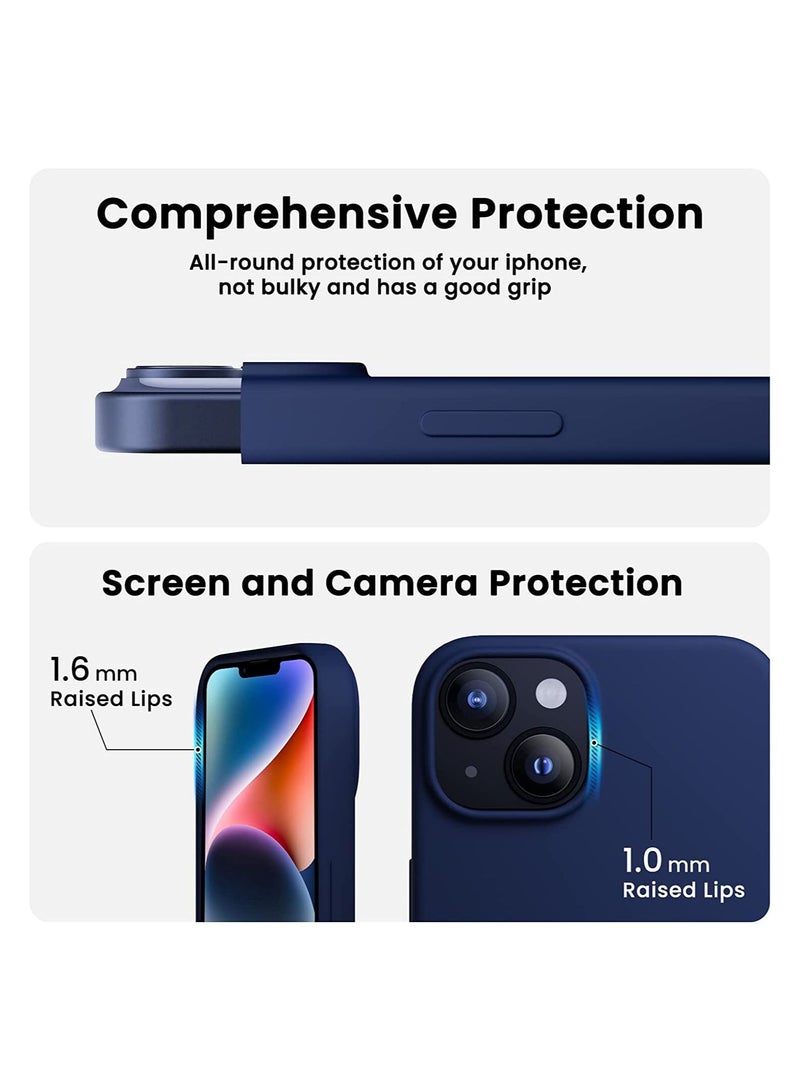 Delivus iPhone 14 Case Silicone Cover Soft Liquid Gel Rubber Cover Anti-Scratch Anti-Fingerprint Anti-Drop (Navy Blue) - Image 3