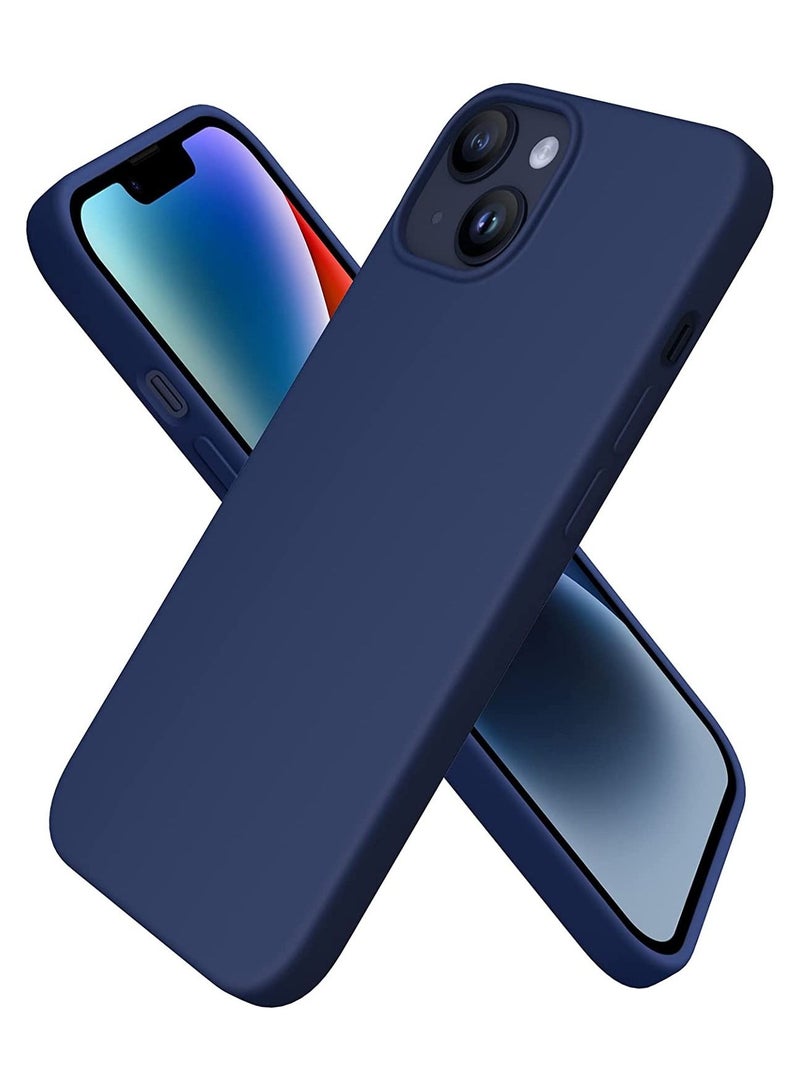Delivus iPhone 14 Case Silicone Cover Soft Liquid Gel Rubber Cover Anti-Scratch Anti-Fingerprint Anti-Drop (Navy Blue) - Image 1