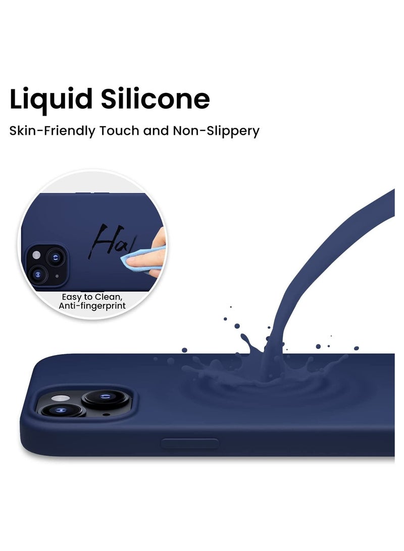 Delivus iPhone 14 Case Silicone Cover Soft Liquid Gel Rubber Cover Anti-Scratch Anti-Fingerprint Anti-Drop (Navy Blue) - Image 2