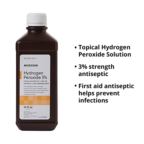 McKesson Hydrogen Peroxide 3%, 16 oz [Pack of 1] Topical Solution USP, First Aid Antiseptic, Oral Debriding Agent - Image 3