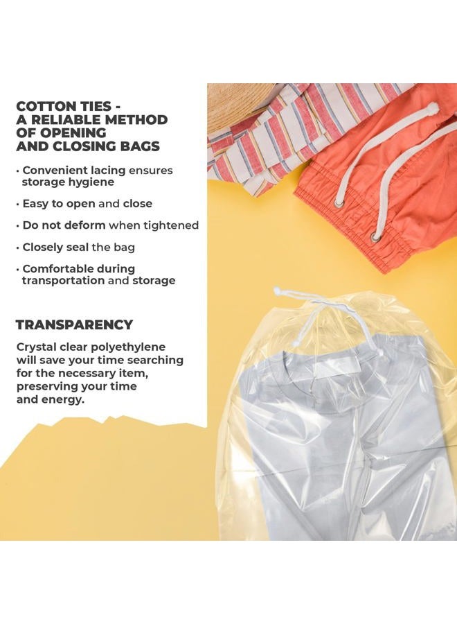 APQ Supply APQ Clear Drawstring Bags 9” x 12”, Pack of 50 Waterproof Drawstring Gift Bags, 2 Mil Polyethylene Travel Shoe Bags for Packing, Shipping, Storage, Shoe Dust Bags with Double Cotton Drawstrings, - Image 4