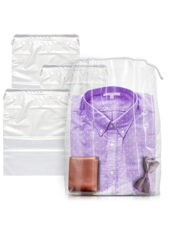 APQ Supply APQ Clear Drawstring Bags 9” x 12”, Pack of 50 Waterproof Drawstring Gift Bags, 2 Mil Polyethylene Travel Shoe Bags for Packing, Shipping, Storage, Shoe Dust Bags with Double Cotton Drawstrings, - Image 1