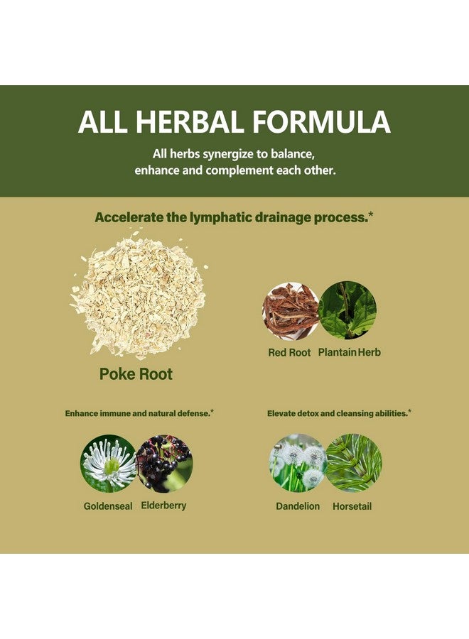 Eubrition Poke Root Drops for Lymph System Support, Lymphatic Drainage Supplement for Lymphedema, 7 in 1 Formula with Goldenseal Extract for Immune Support, Dandelion for Detox & Cleanse. 2oz