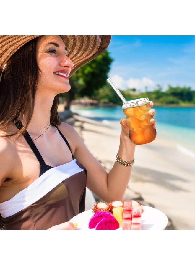 هابي هوم عبوة واحدة من أكواب القهوة المثلجة سعة 350 مل، أكواب شرب فقاعية - أكواب زجاجية صغيرة لطيفة على شكل تموجات من الزجاج المضلع العتيق - كوكتيل، ماء، صودا، عصير، حليب - Image 5