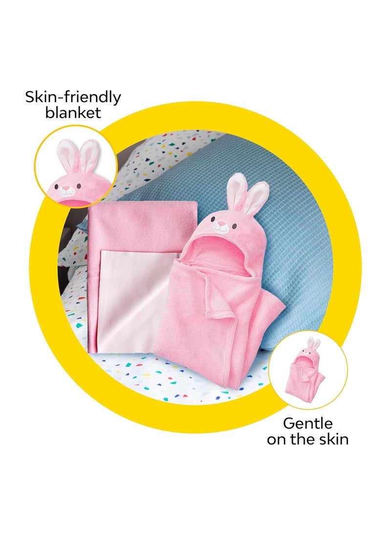 My NewBorn - MY NEWBORN 3-in-1 Hooded Baby Blanket Wrapper (Pink) | Towel for Baby Boy and Girl | All Season Soft Swaddle for 0-12 Months | Nursing Baby Gift | Unisex Comforter | Receiving Blanket - Image 1