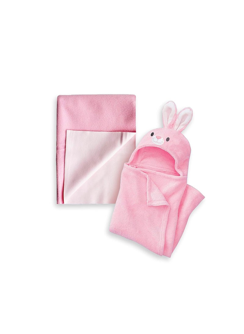My NewBorn - MY NEWBORN 3-in-1 Hooded Baby Blanket Wrapper (Pink) | Towel for Baby Boy and Girl | All Season Soft Swaddle for 0-12 Months | Nursing Baby Gift | Unisex Comforter | Receiving Blanket - Image 1