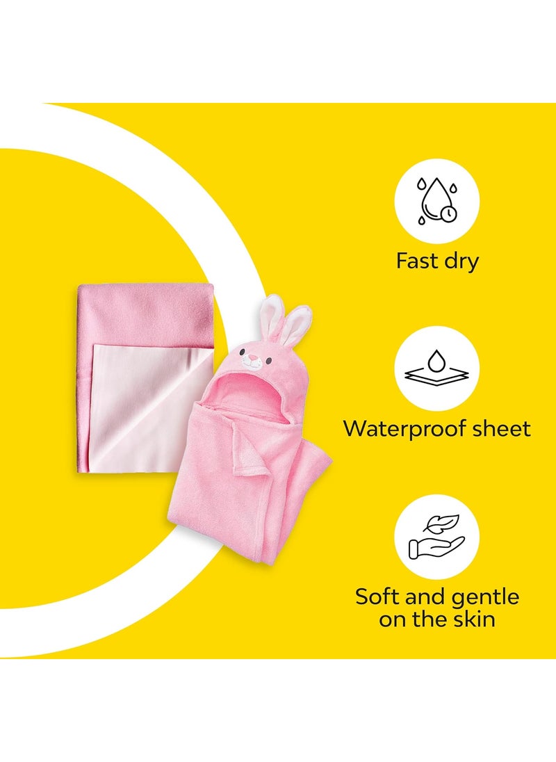 My NewBorn - MY NEWBORN 3-in-1 Hooded Baby Blanket Wrapper (Pink) | Towel for Baby Boy and Girl | All Season Soft Swaddle for 0-12 Months | Nursing Baby Gift | Unisex Comforter | Receiving Blanket - Image 1