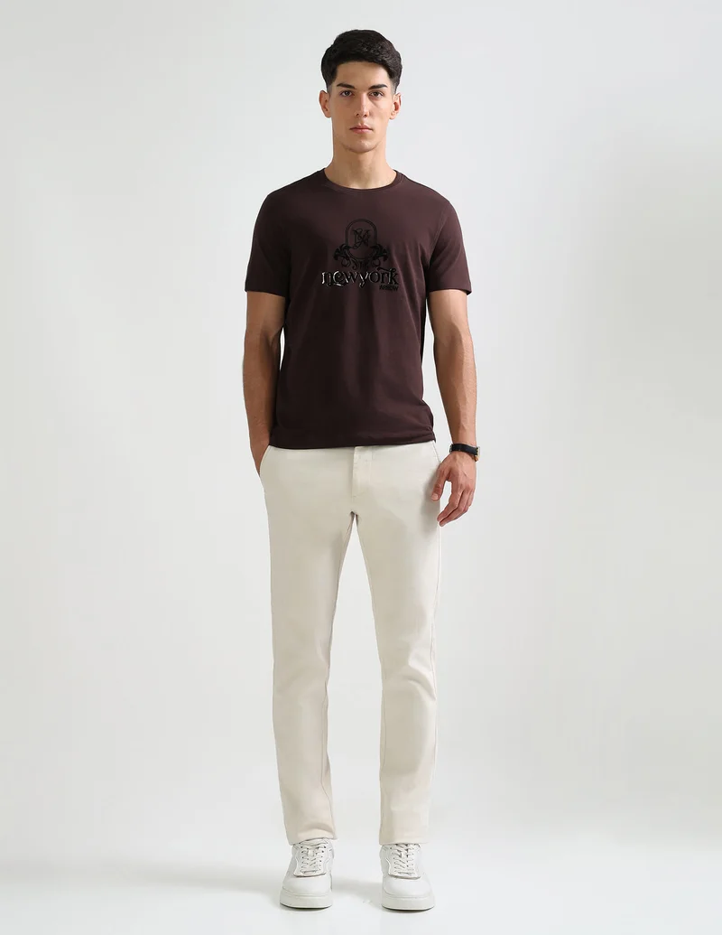 Arrow Dark Brown Graphic Printed Regular Fit T-Shirt for Men | Best Price UAE