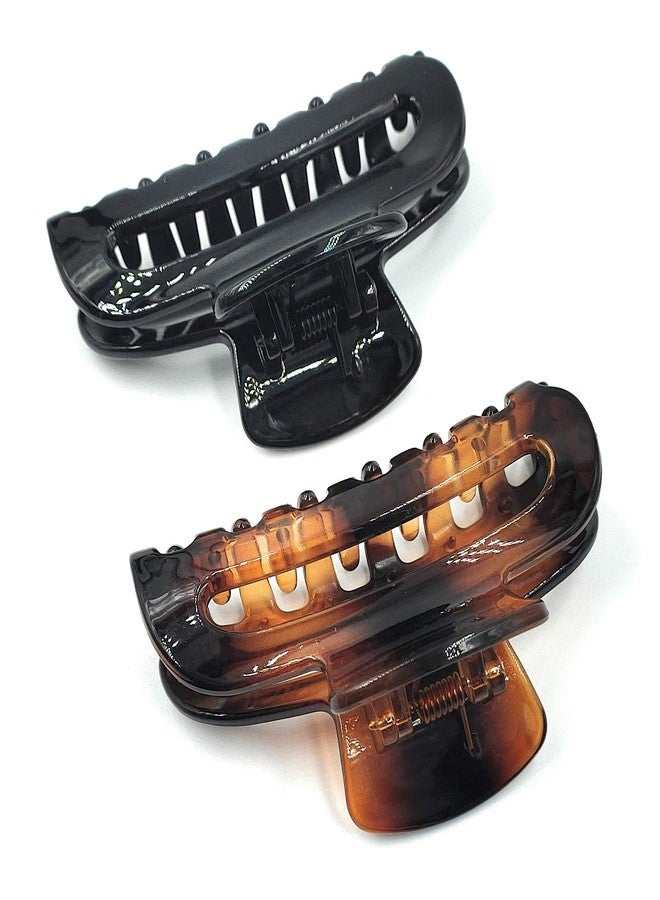 Fairytale Elegant High Grip Black,Brown Big Hair Claw Hair Clip,Cluther For Women. Size 3.5 Inches Approx.(Set Of 2) - Image 2