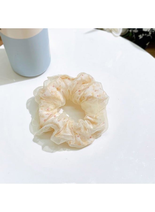 DINPREY Flower Fruits Scrunchies for Hair Yellow Elastic Hair Bands Ties, Glittery Daisy Flowers Pear Cherry Strawberry Hair Ties Ponytail Holders for Women Girls (yellow) - Image 5