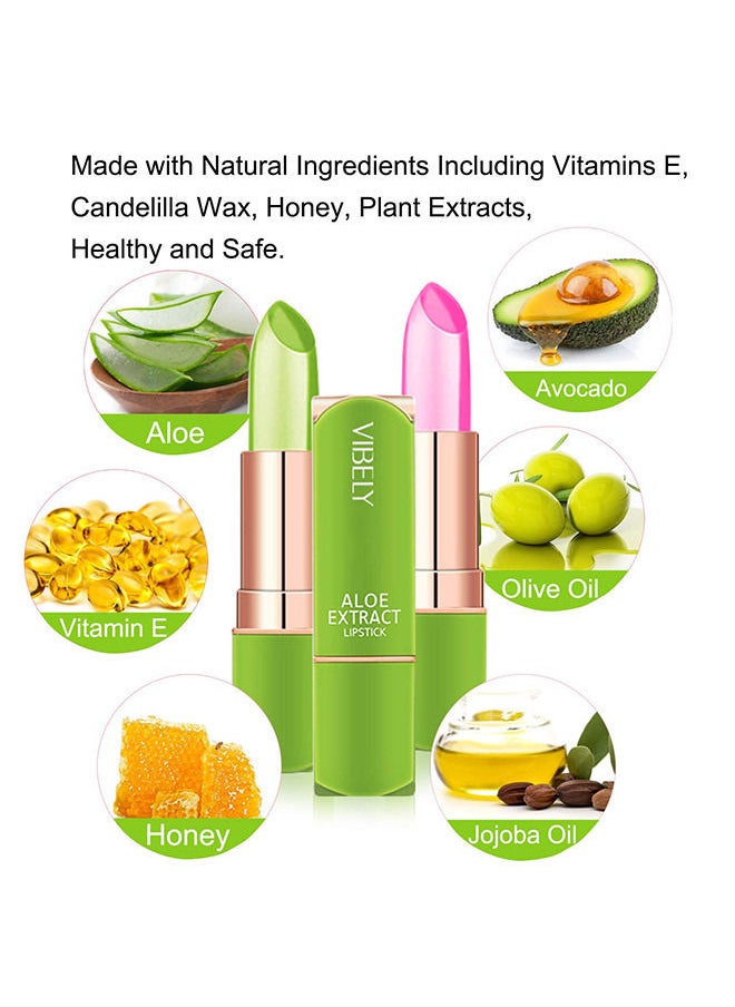 Vibely Aloe Vera Lipstick Lips Moisturizer Long Lasting Nutritious Lip Balm Magic Temperature Color Change Lip  - Image 5