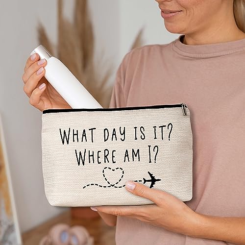 AWSICE Flight Attendant Makeup Bag What Day Is It Where Am I Cosmetic Travel Toiletry Bags Friendship Gift For Stewardess Flight Crew Women Sister Friend-A13 - Image 4