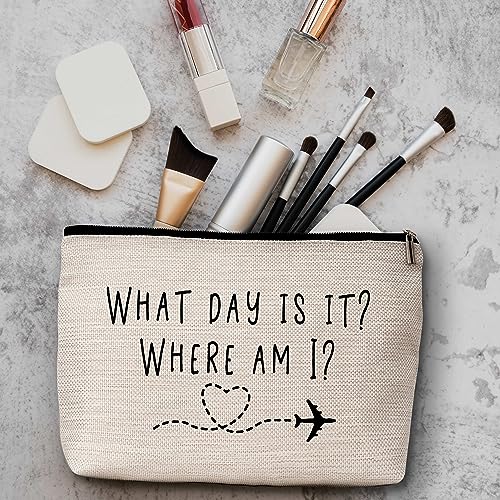 AWSICE Flight Attendant Makeup Bag What Day Is It Where Am I Cosmetic Travel Toiletry Bags Friendship Gift For Stewardess Flight Crew Women Sister Friend-A13 - Image 3