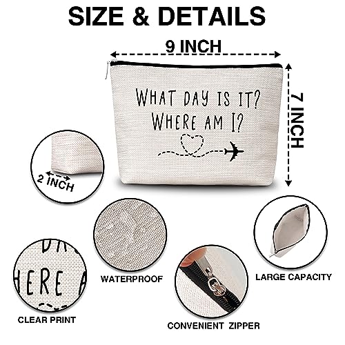 AWSICE Flight Attendant Makeup Bag What Day Is It Where Am I Cosmetic Travel Toiletry Bags Friendship Gift For Stewardess Flight Crew Women Sister Friend-A13 - Image 2