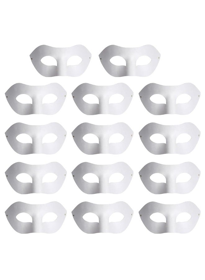 Yookat 14 Pieces Paper Art Masks White Craft Masks Paintable Paper Mask Mardi Gras Masquerade Masks - Image 4