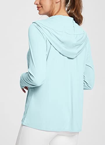 baleaf Women's SPF Jacket Sun Shirt UV Protection Hoodie Zip Up Long Sleeve Hooded Summer Clothing Running Hiking Spa Retreat L Blue - Image 2