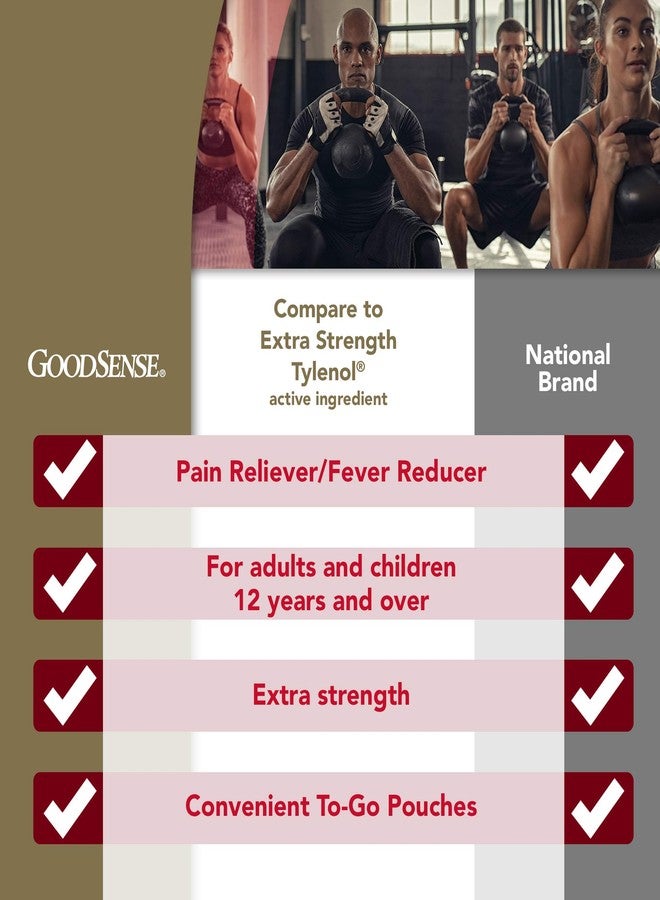GoodSense Extra Strength Acetaminophen Caplets 500 mg, Pain Reliever and Fever Reducer, Easy Open Cap, 100 Count - Image 2