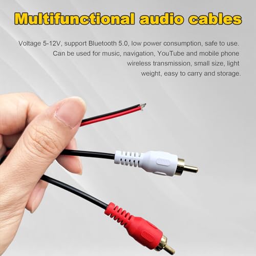 Dickno Car Wireless Bluetooth Cable Adapter, Universal Automotive Wireless Radio Stereo Connector with 2 RCA AUX Audio, Car Bluetooth 5.0 Module Music Receiver Fit Most Vehicles - Image 3
