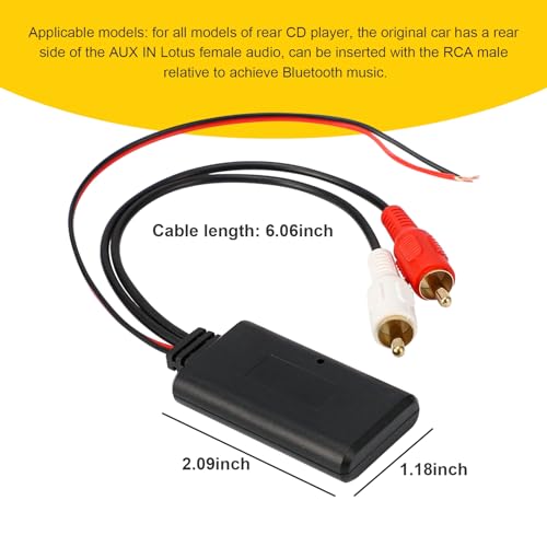 Dickno Car Wireless Bluetooth Cable Adapter, Universal Automotive Wireless Radio Stereo Connector with 2 RCA AUX Audio, Car Bluetooth 5.0 Module Music Receiver Fit Most Vehicles - Image 2