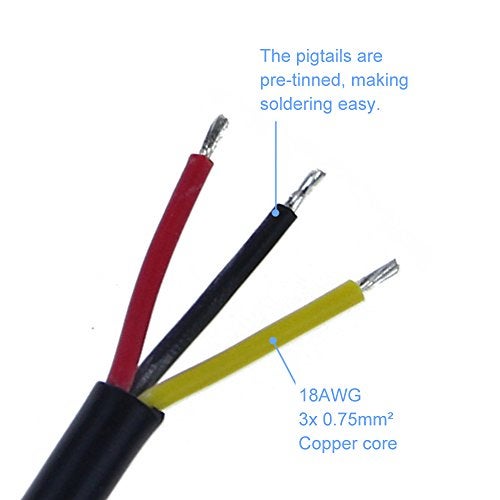 ALITOVE موصل LED ذكر وأنثى مقاوم للماء IP65 من ALITOVE مع 5 أزواج 3 دبابيس 3 نواة وكابل بطول 20 سم 18AWG 3X0.75mm² لمصابيح 5V 12V WS2811 WS2812 WS2812B SK6812 SK6812-RGBW لعيد الهالوين وعيد الميلاد 21 مم - Image 5