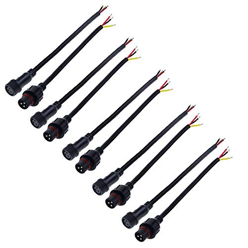 ALITOVE موصل LED ذكر وأنثى مقاوم للماء IP65 من ALITOVE مع 5 أزواج 3 دبابيس 3 نواة وكابل بطول 20 سم 18AWG 3X0.75mm² لمصابيح 5V 12V WS2811 WS2812 WS2812B SK6812 SK6812-RGBW لعيد الهالوين وعيد الميلاد 21 مم - Image 1