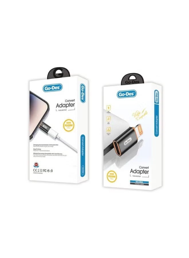 جو-ديز GD-CT064 PD 20W Fast Charging & Audio Convert Adapter – Dual Function USB-C Adapter for Charging and Music Playback, Compatible with Smartphones, Tablets, and iPads, Compact Design, High-Speed Power Delivery & Clear Audio - Image 5