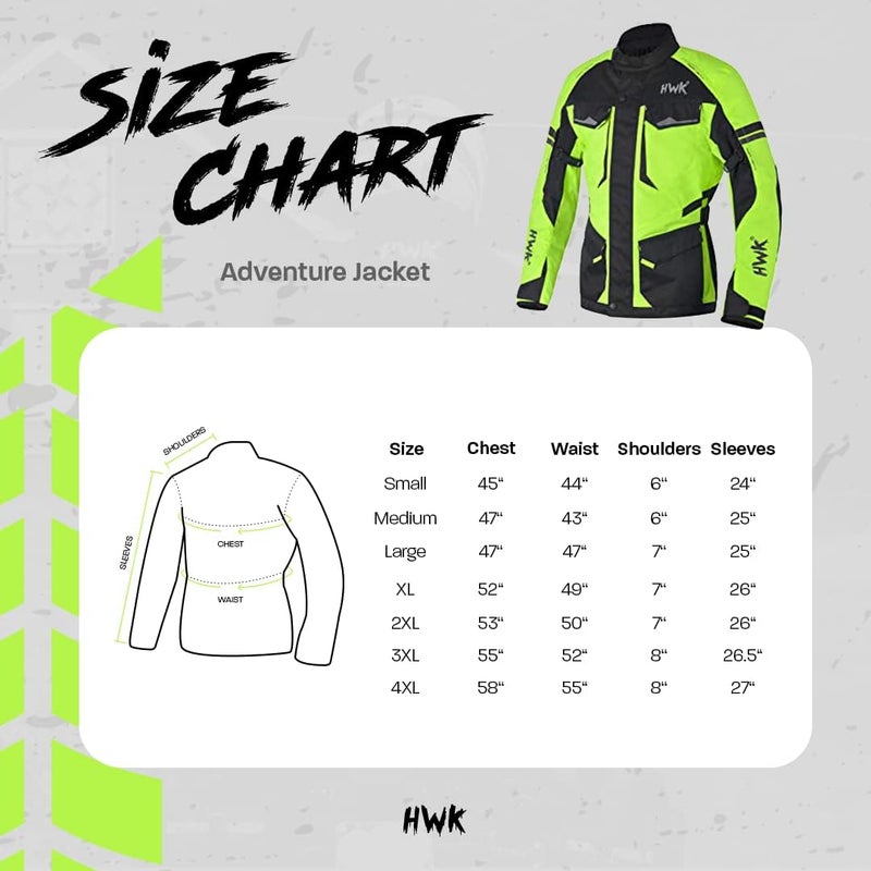 HWK Men's Adventure/Touring Motorcycle Jacket with Cordura Fabric and Impact Protection - Image 2