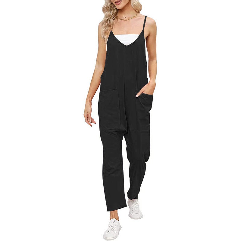 2024 Summer Casual Fashion Solid Color V-Neck Vest Solid Color Sling Pocket Women'S Clothing - Image 4