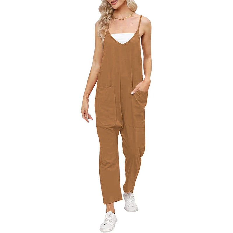 2024 Summer Casual Fashion Solid Color V-Neck Vest Solid Color Sling Pocket Women'S Clothing - Image 5
