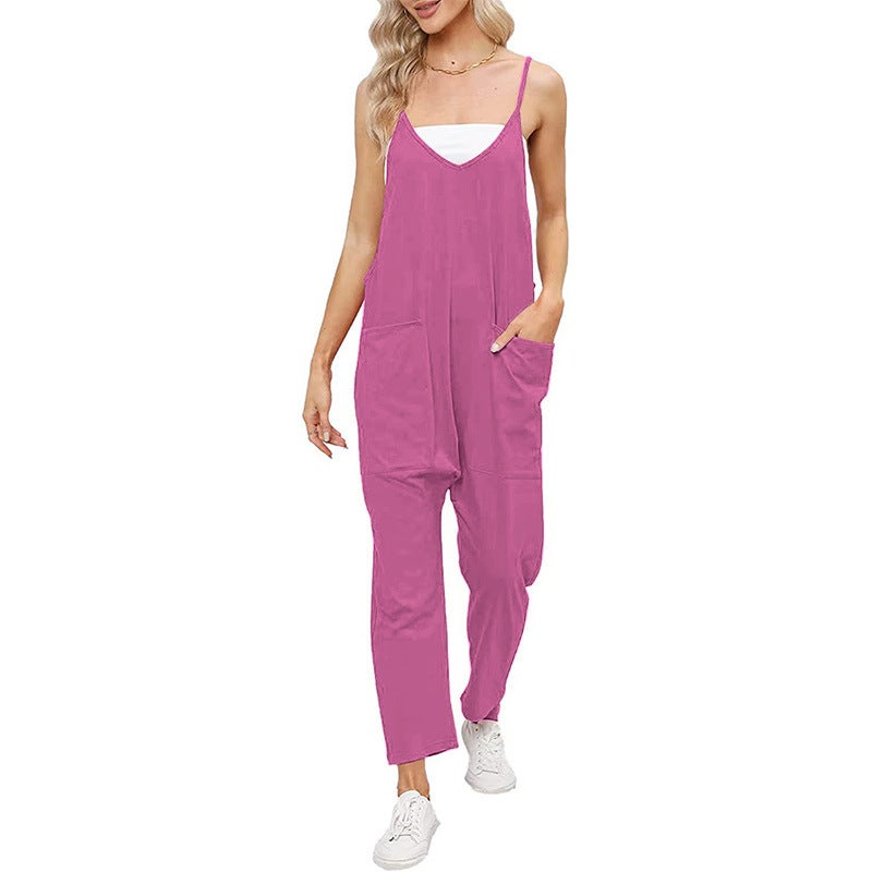 2024 Summer Casual Fashion Solid Color V-Neck Vest Solid Color Sling Pocket Women'S Clothing - Image 3