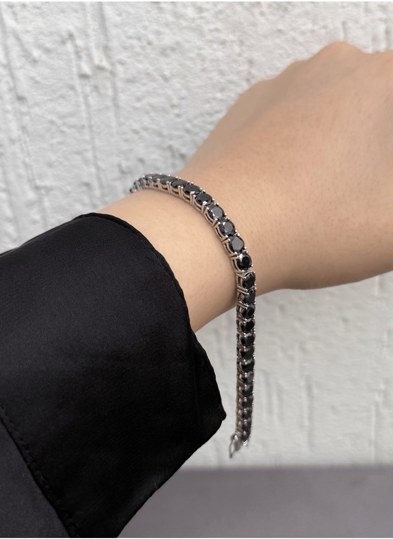 Al Kasr Jewelry Tennis Bracelet - Sterling Silver 925 with Sparkling Zircon Stones - Plated Rhodium White Gold 18K  - Image 2
