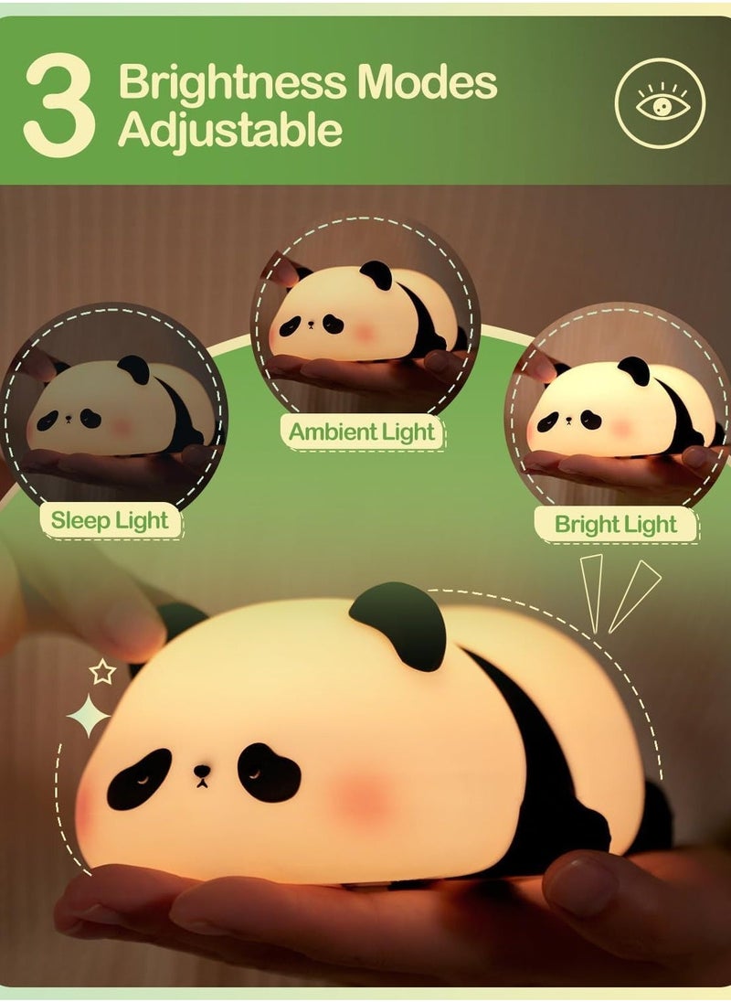 JAJEEK Cute Panda LED Night Light – Creative Animal Design, 3 Levels Dimmable, Rechargeable Touch Bedside Lamp for Breastfeeding, Toddler Decor, Great Gifts for Kids - Image 2