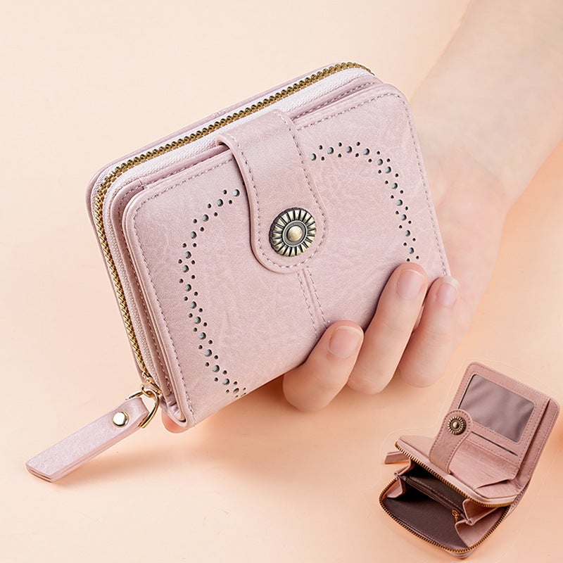 Multifunctional Solid Color PU Leather Wallet, RFID Blocking Design Portable Daily Storage Purse for Cards Cash Coin Business Use - Image 1