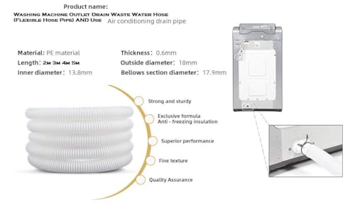 MLD universal washing machine Flexible drain drainage Waste Water Outlet long plastic Hose Pipe Extension Pipe Fully & Semi Automatic Extension Pipe 5 meter - Image 4